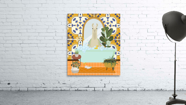 Alpaca Taking a Bath Wall Preview