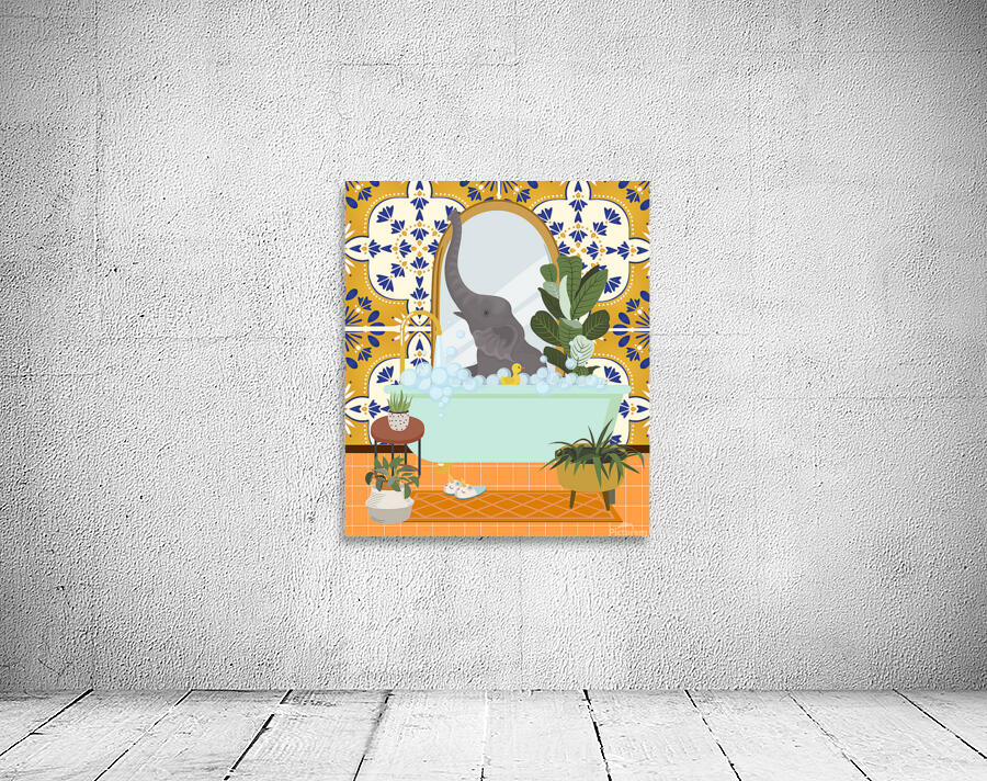Elephant Taking a Bath Wall Preview
