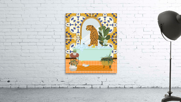 Cheetah Taking a Bubble Bath Wall Preview