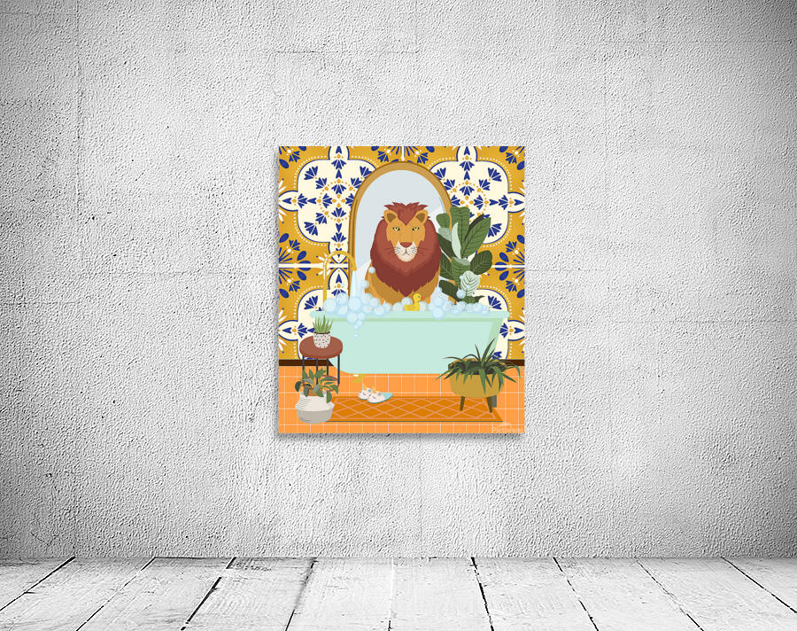 Lion Taking a Bath Wall Preview