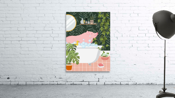 Pig Taking a Bath Wall Preview