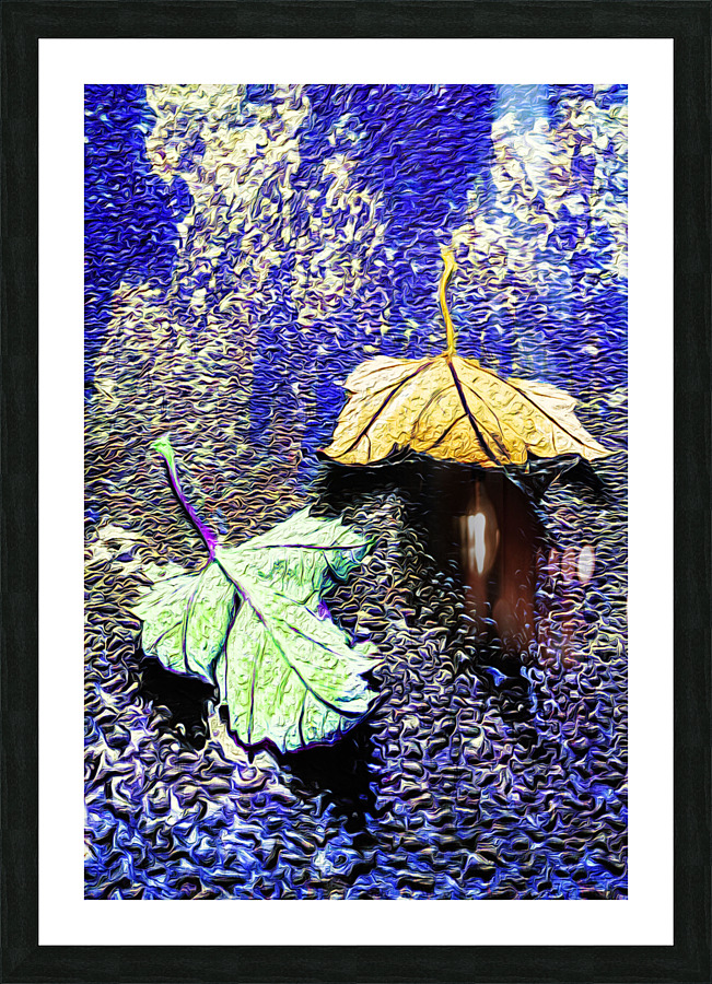 Leaves on Blue Picture Frame Printing