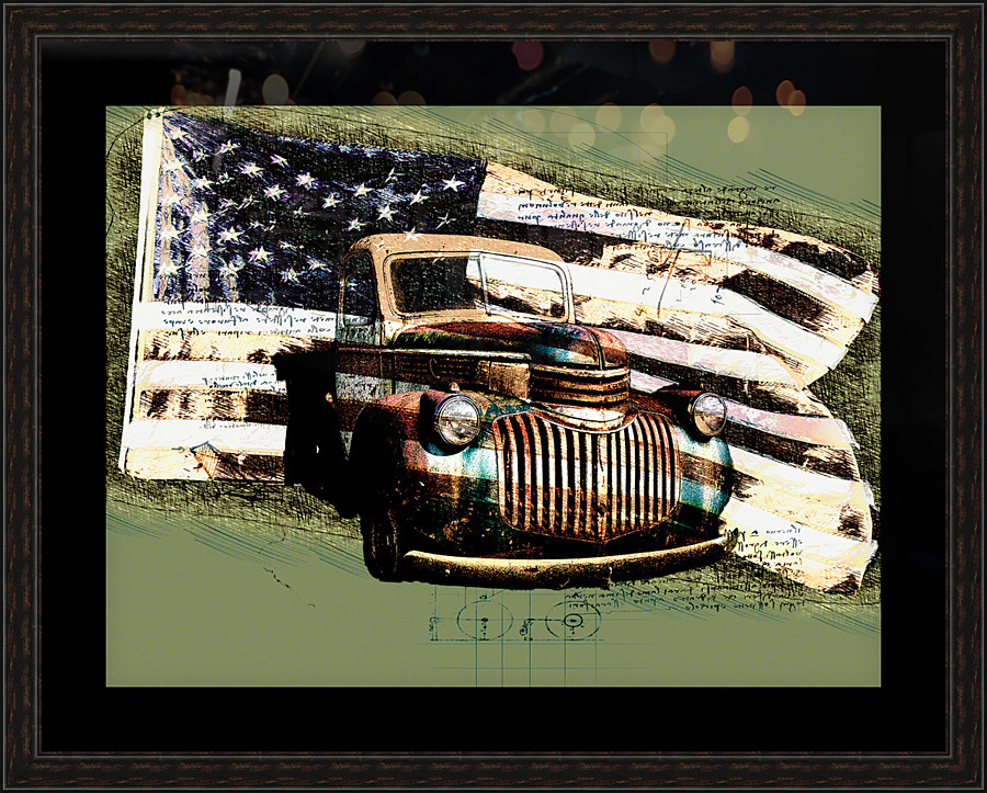 Truck 99 Flag Picture Frame Printing