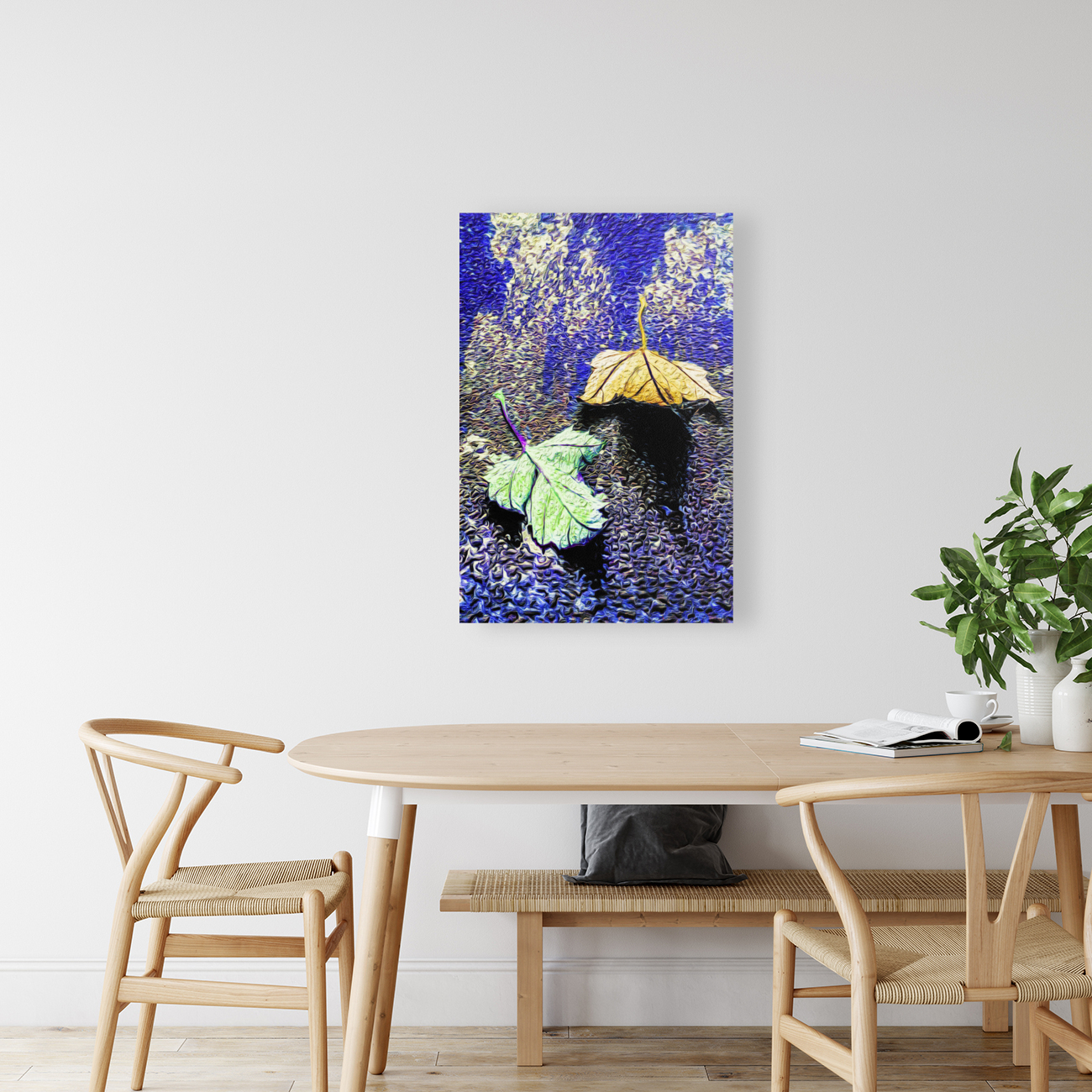 Leaves on Blue Reproduction