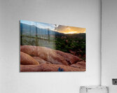 Feet On The Mountain Ledge At Sunset Acrylic Print