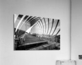 Sunrise Through The Farnam Pier Beams Grayscale Acrylic Print