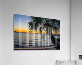 Gulf Breeze Palm Tree And Sailboat Sunset Acrylic Print