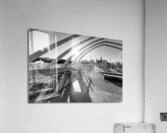 Omaha Farnam Pier Evening Sunburst Grayscale Acrylic Print