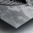 Railroad Tracks Under Cotter Bridge Grayscale Metal print