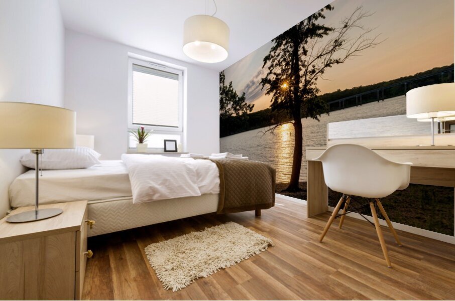 Curvy Tree Golden Sunset Mural print