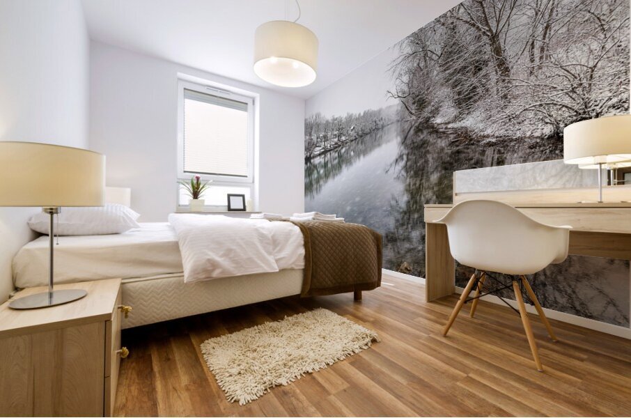 Snowing At The Finley River Mural print