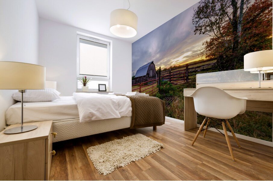 Ozarks Barn October Sunset Mural print