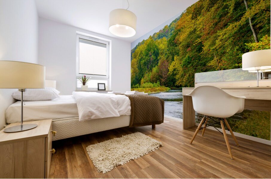 North Fork River Flows Into Fall Mural print