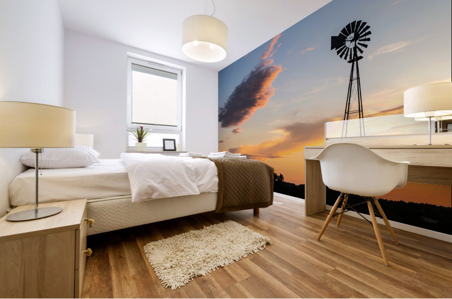Windmill Gold Hour Sunset Mural print