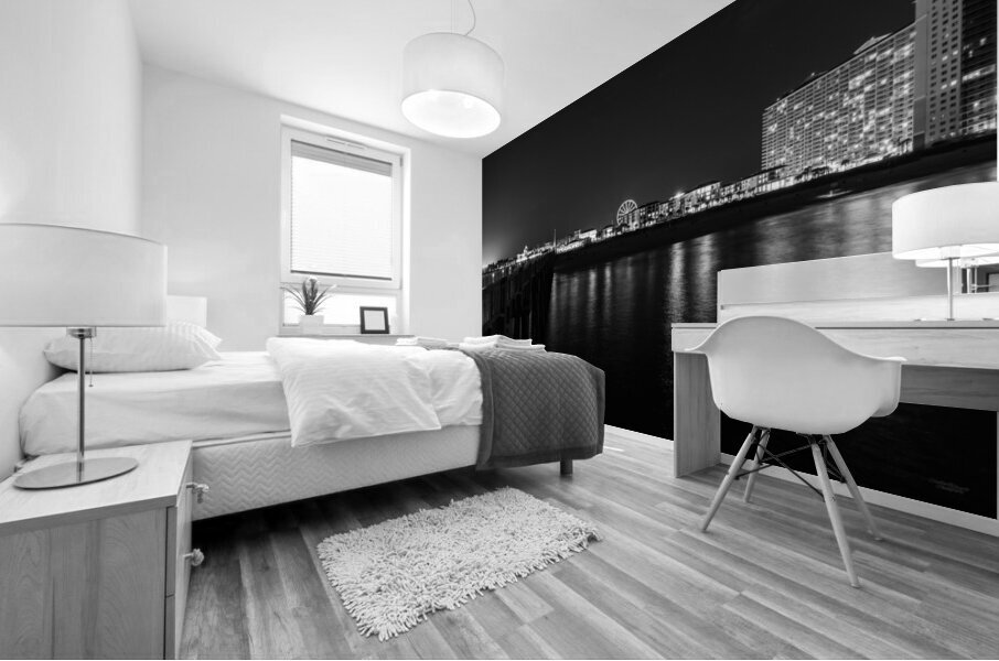 Panama City Beach Night Grayscale Mural print