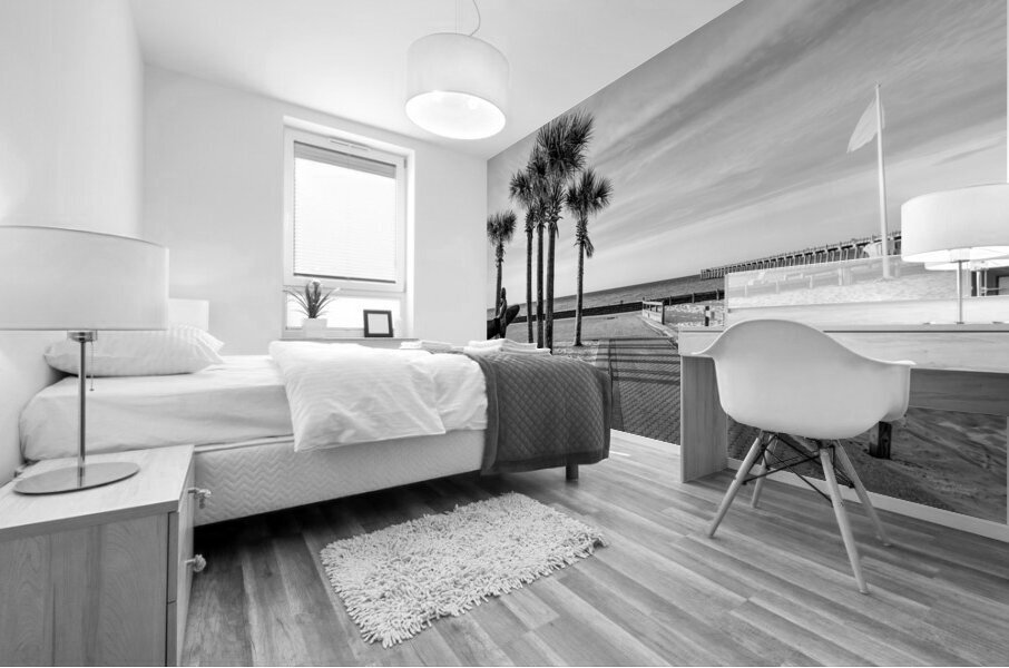 Paved Walkway To Pensacola Beach Grayscale Mural print