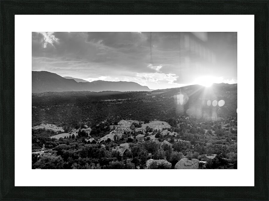 Pikes Peak Sunset Haze Grayscale Picture Frame print