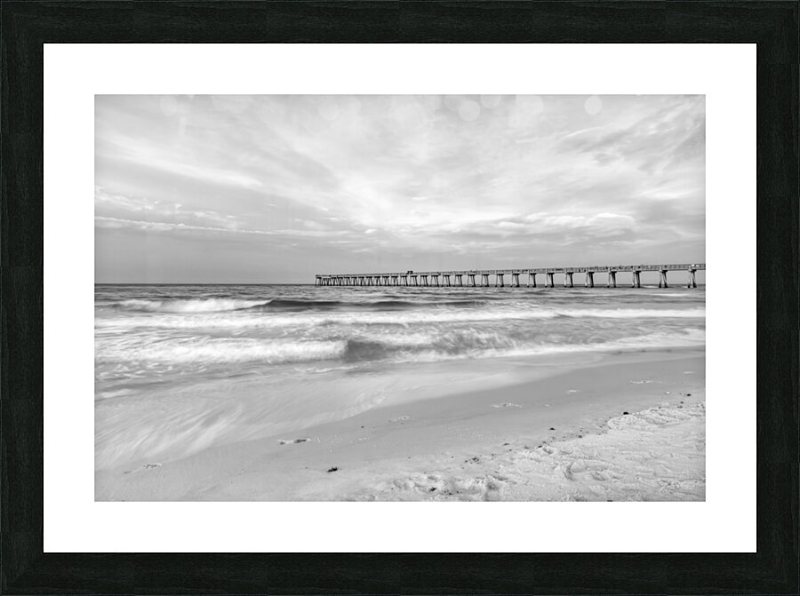 Rolling Waves Navarre Beach Pier Grayscale Picture Frame print