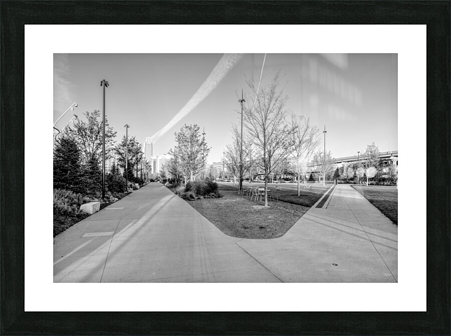 Omaha Riverfront Park Sidewalk Split Grayscale Picture Frame print