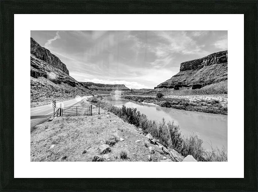Utah Highway 128 Colorado River Roadside Grayscale Picture Frame print