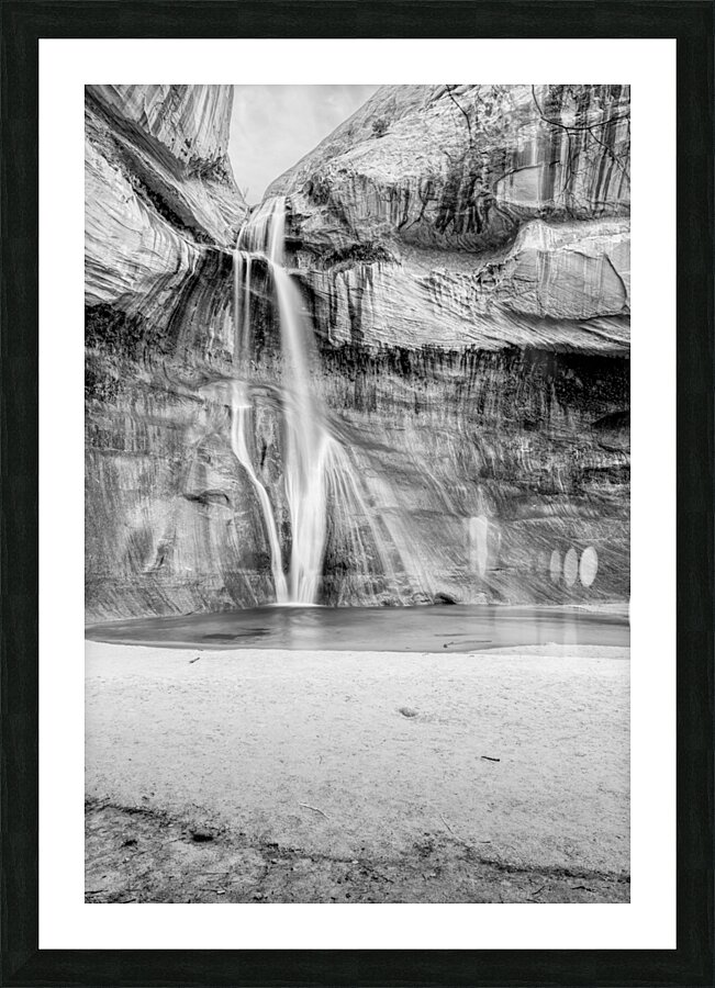Lower Calf Creek Waterfall Grayscale Picture Frame print