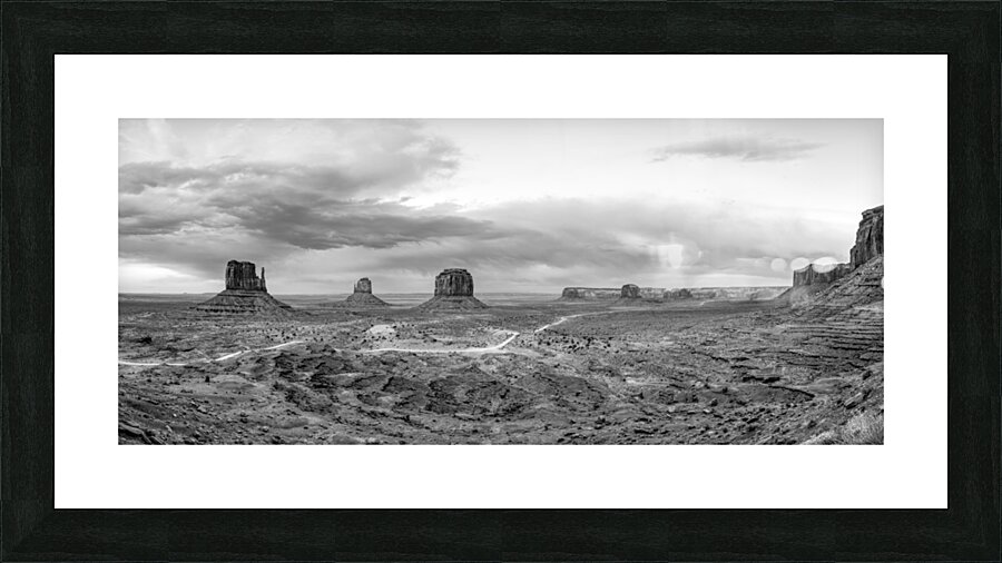 Evening At Monument Valley Pano Grayscale Picture Frame print