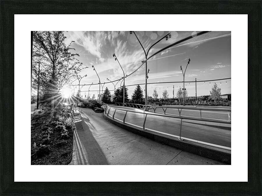 Omaha Skate Park Golden Sun Star Grayscale Picture Frame print