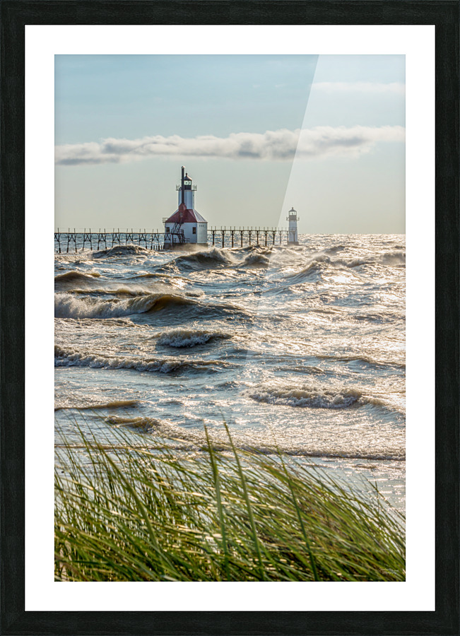Waves At St Joseph Lighthouse Picture Frame print