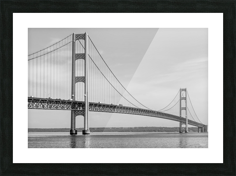 The Mighty Mac Bridge Grayscale Picture Frame print