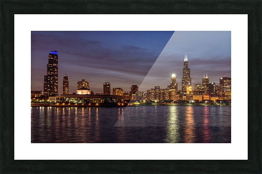 Chicago Cityscape Night Picture Frame print