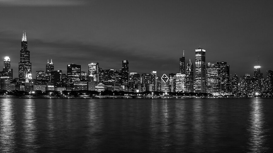 Chicago Night Cityscape Picture Frame print