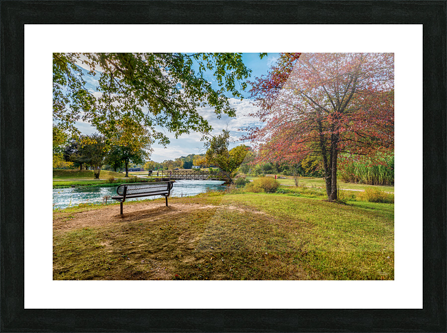Mammoth Spring Bench Fall Day Picture Frame print