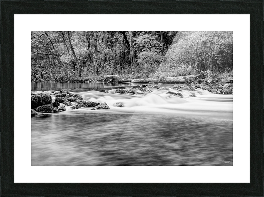 Bennett Spring State Park Rapids Grayscale Picture Frame print