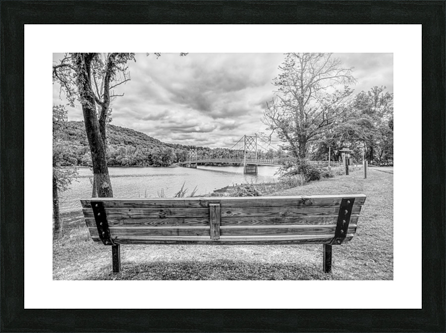 Bench View Beaver Bridge Grayscale Picture Frame print
