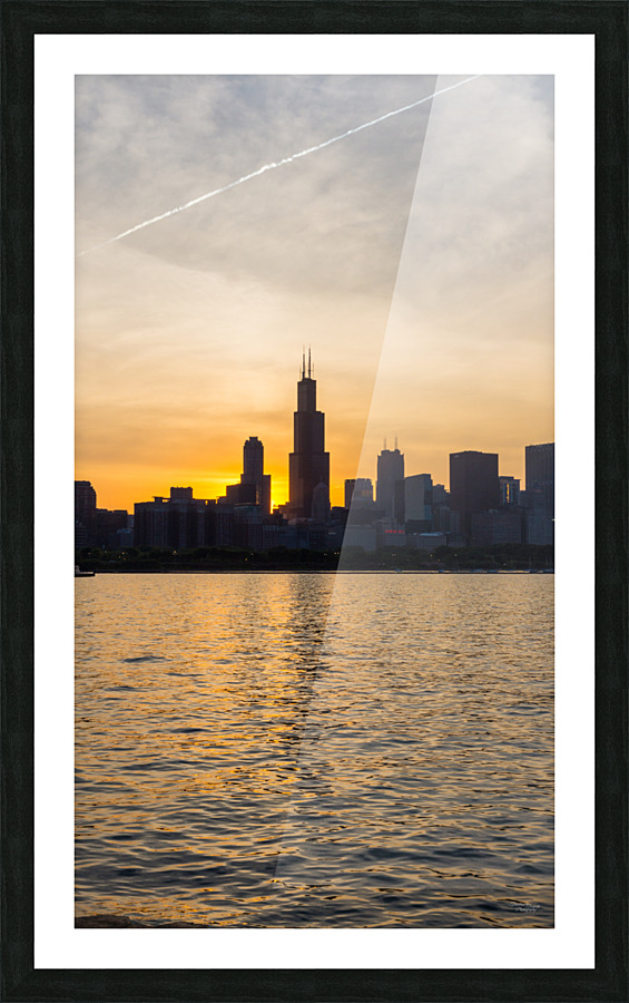 Willis Tower Vertical Gold Sunset Picture Frame print