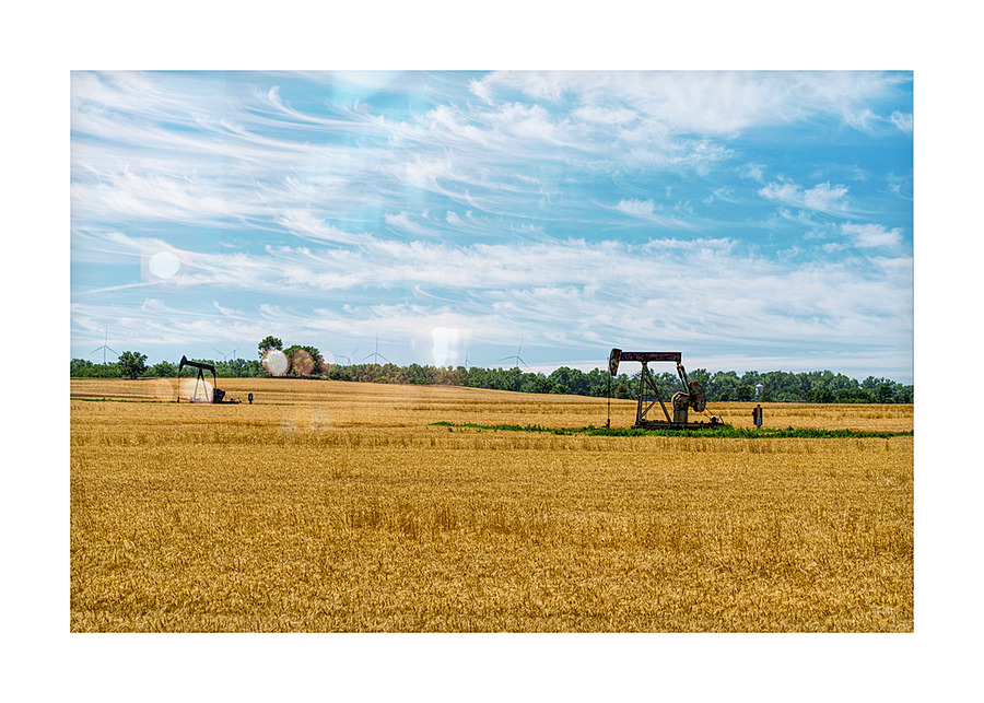Two Oil Pumpjacks Picture Frame print
