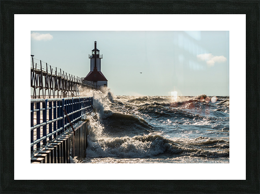 Big Waves St Joseph Lighthouse Picture Frame print