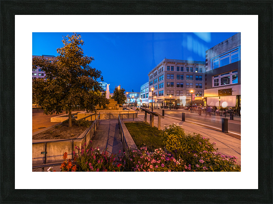 Springfield Park Central Square Night Picture Frame print