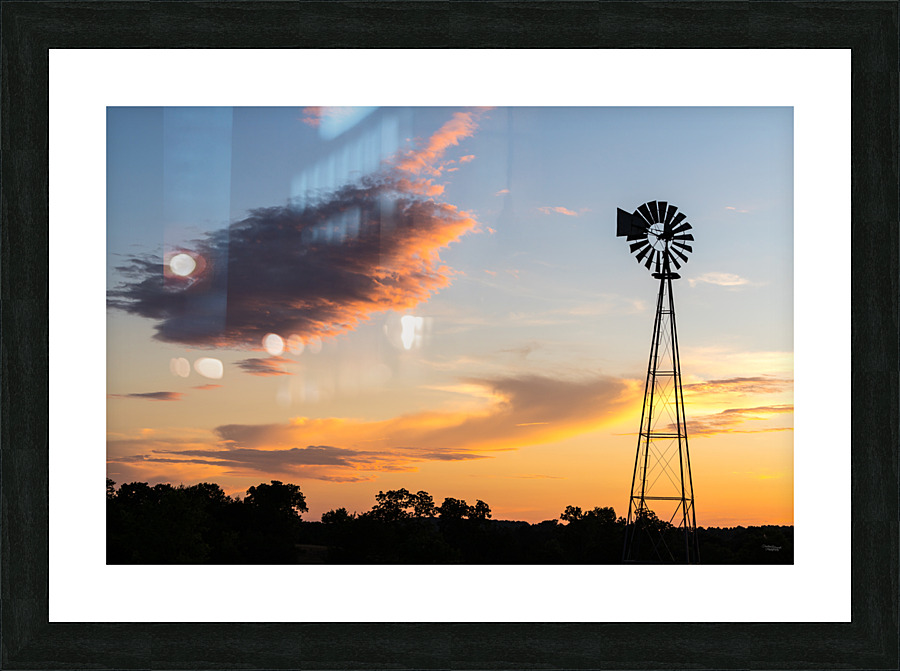 Windmill Gold Hour Sunset Picture Frame print
