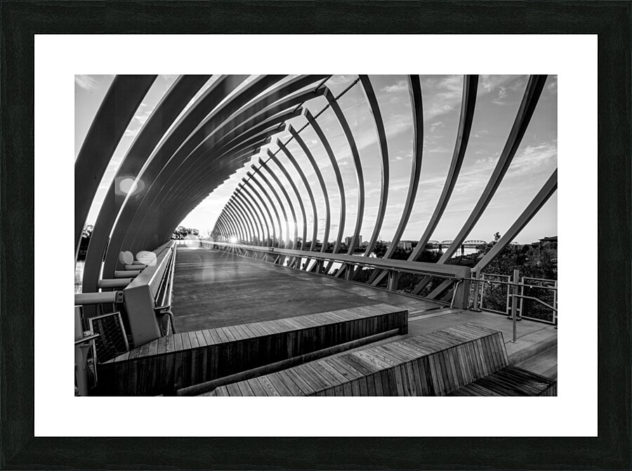 Sunrise Through The Farnam Pier Beams Grayscale Picture Frame print