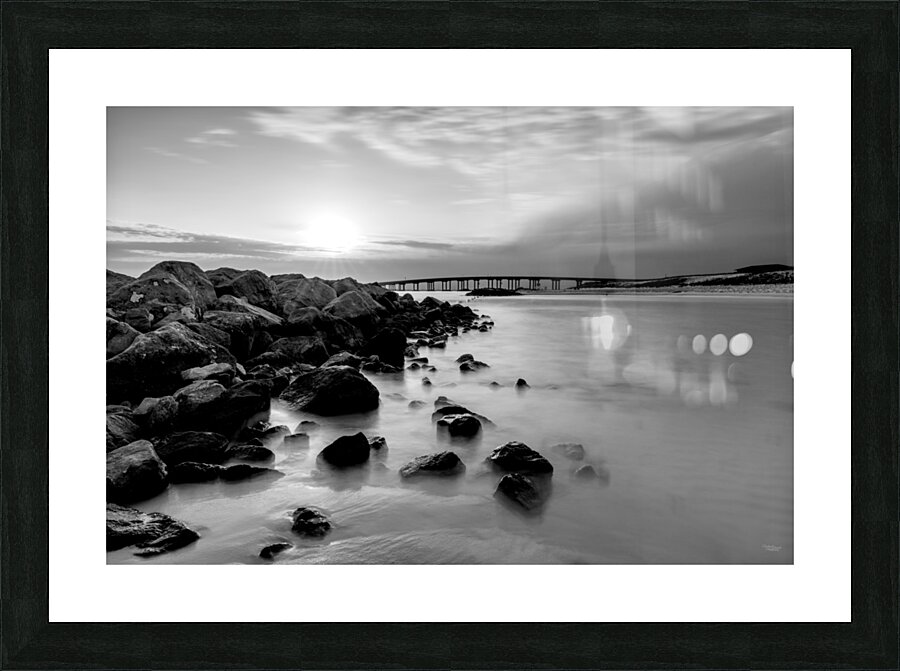 Destin Rock Jetty Smooth Sunset Grayscale Picture Frame print