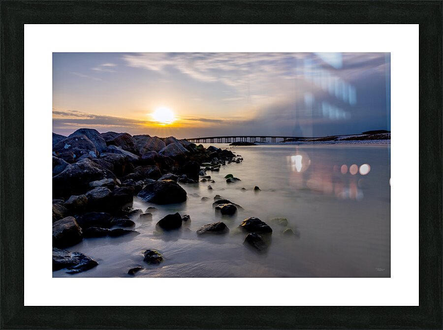 Destin Rock Jetty Smooth Sunset Picture Frame print