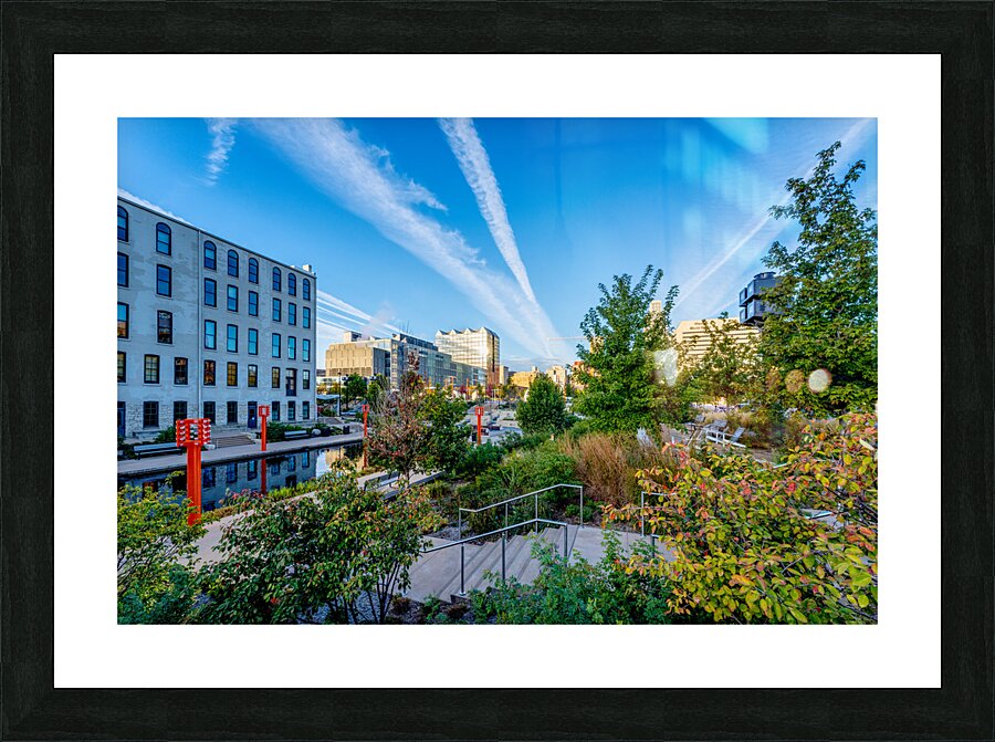 Contrails Over Gene Leahy Mall Park Picture Frame print