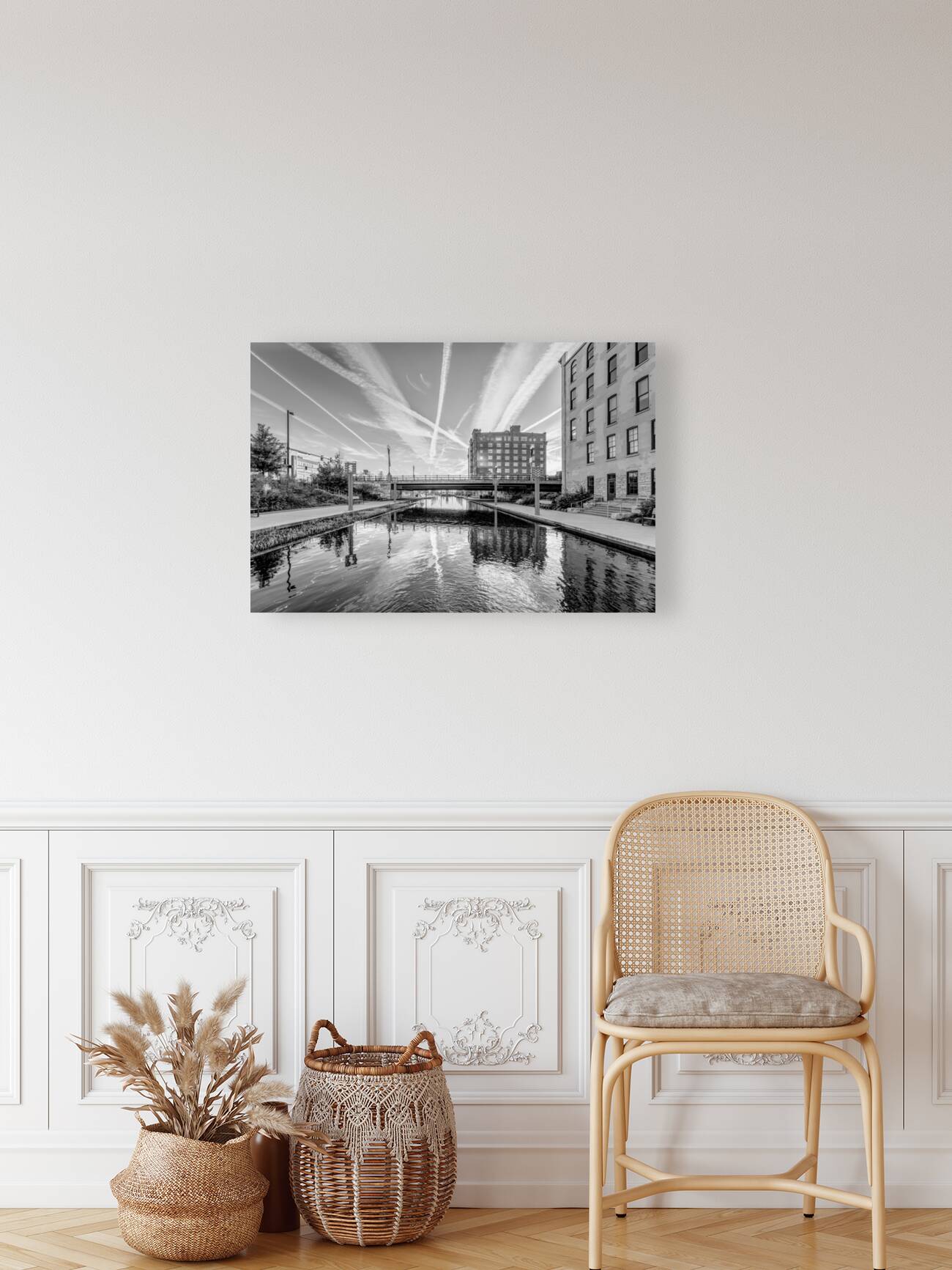 Gene Leahy Mall Lake Morning Grayscale Reproduction