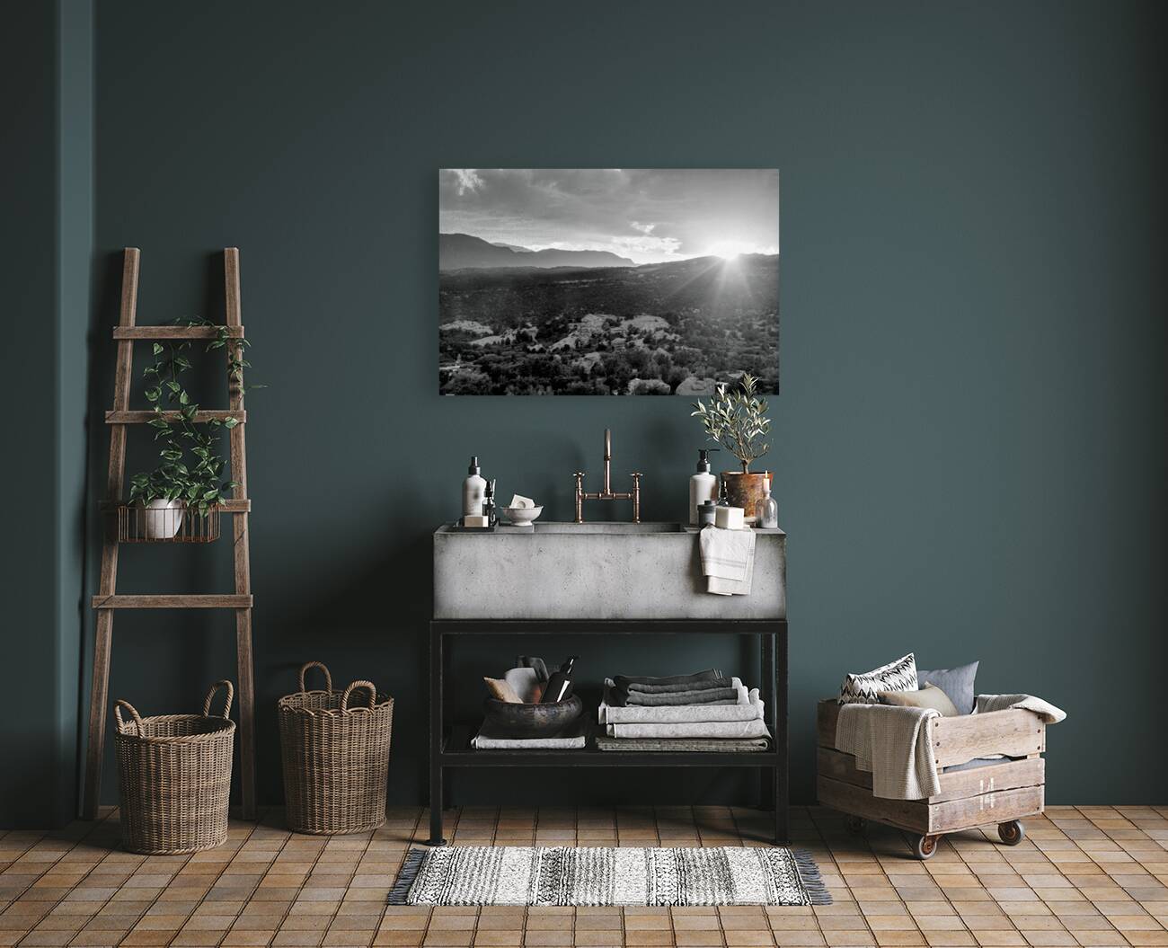 Pikes Peak Sunset Haze Grayscale Reproduction