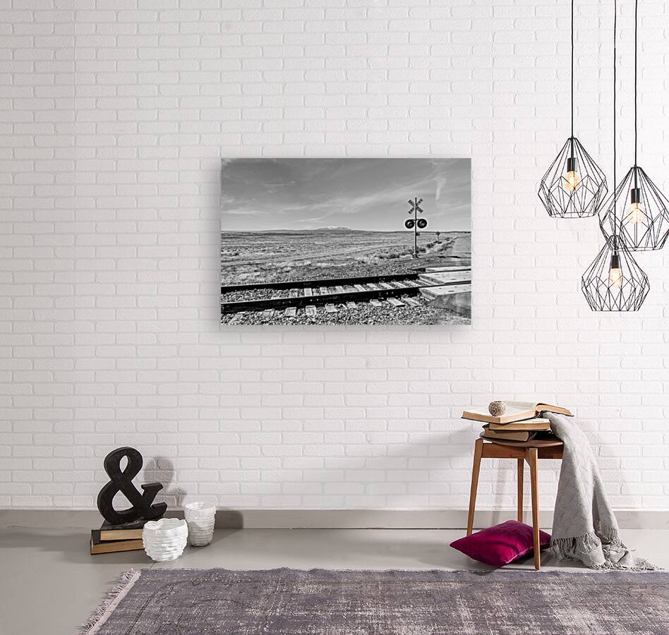 Utah Railroad And Mountains Grayscale Reproduction