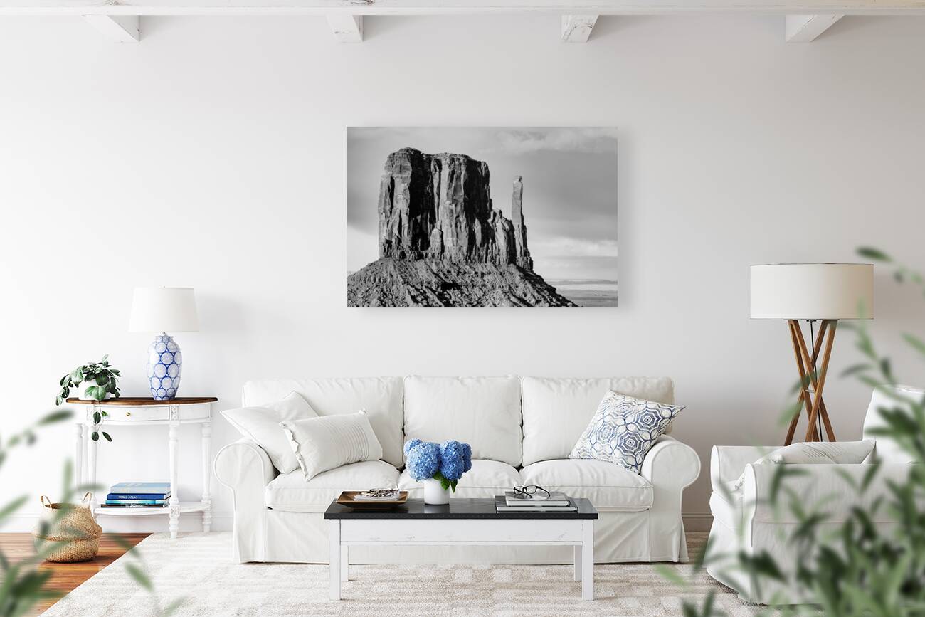 West Mitten Butte Monument Valley Grayscale Reproduction