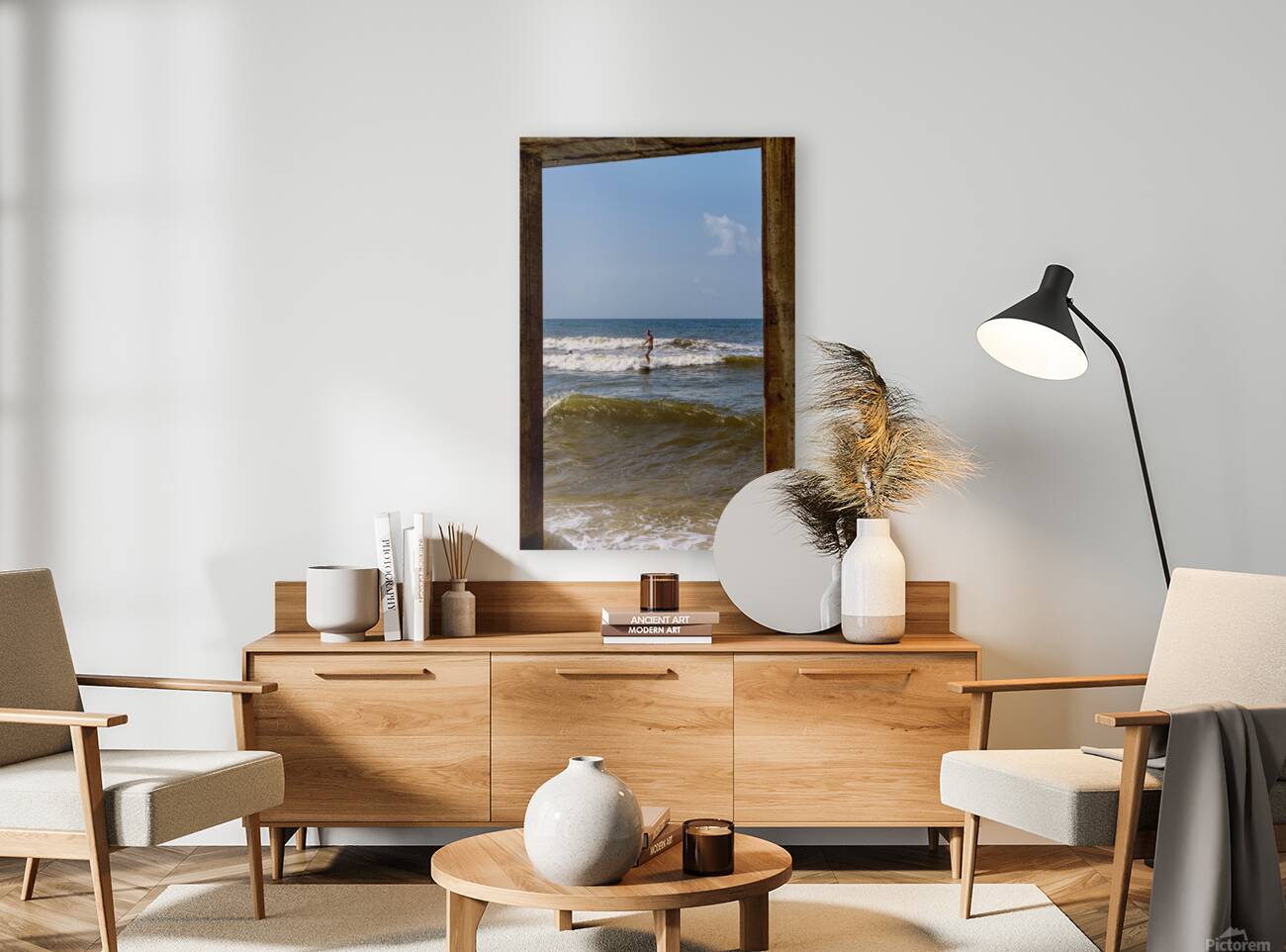 Orange Beach Surfer Pier Framed Reproduction