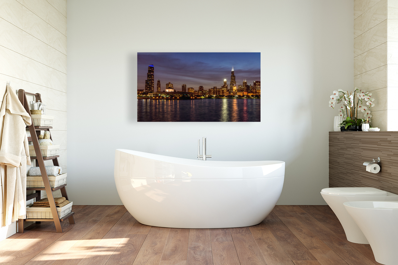 Chicago Cityscape Night Reproduction
