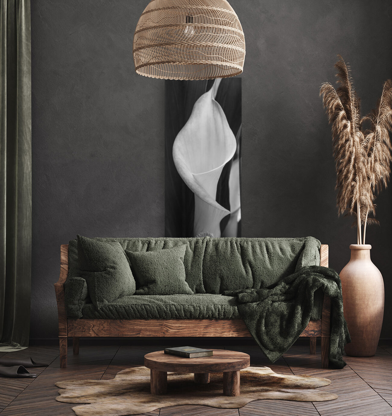 Calla Pano Grayscale Reproduction